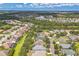Expansive aerial view of the neighborhood showcasing lush greenery and a tranquil pond at 12642 Cara Cara Loop, Bradenton, FL 34212
