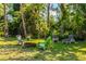 Relaxing backyard setup with comfortable seating around a fire pit, perfect for outdoor gatherings at 230 Fareham Dr, Venice, FL 34293