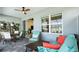 Covered patio featuring dining and seating areas with a ceiling fan for added comfort at 2578 Wild Cherry Path, Sarasota, FL 34240