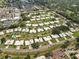 A picturesque community featuring tidy single-story homes, lush greenery, and inviting swimming pools, seen from above at 3649 Somerville Dr # 1507, Sarasota, FL 34232