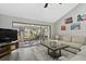 Bright living room with large sectional and sliding glass doors to screened in lanai at 4505 Kingsmere # 2, Sarasota, FL 34235