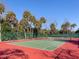 Well-kept community tennis court surrounded by lush greenery and palm trees for an active lifestyle at 4869 Village Gardens Dr # 189, Sarasota, FL 34234