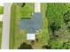 Birds eye view of the property showcasing the roof, lawn, and screened patio at 5482 Globe Ter, North Port, FL 34286