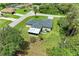 An aerial view displays the home's backyard, including lush greenery and a screened-in porch at 5482 Globe Ter, North Port, FL 34286