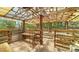 Interior of shed shows wooden support beams and a sturdy work space at 6990 Richardson Rd, Sarasota, FL 34240