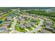 Aerial view of a neighborhood showcasing the layout of the homes, cul-de-sac, and green spaces at 7379 47Th Avenue E Cir, Bradenton, FL 34203