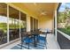 Relaxing patio with a ceiling fan, an outdoor dining set, and seamless access to indoor living spaces at 7716 Uliva Way, Sarasota, FL 34238