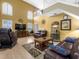 Open-concept living room with vaulted ceilings and modern furniture at 8222 Haven Harbour Way, Bradenton, FL 34212