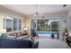Cozy living room with an open view to the pool and backyard at 8706 52Nd E Dr, Bradenton, FL 34211