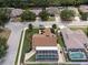Aerial view of neighborhood showcasing many houses with screened pools at 11021 4Th E Ave, Bradenton, FL 34212