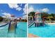 Community pool splash pad with water features including a waterfall and slides for endless fun for the whole Gathering at 12358 Lavender Loop, Bradenton, FL 34212
