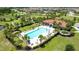 Community pool with lounge chairs, umbrellas, and palm trees for relaxation at 13819 American Prairie Pl, Bradenton, FL 34211