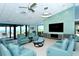 A comfortable lounge with ocean views, modern ceiling fans, and a stylish entertainment area at 2045 Gulf Of Mexico Dr # M1-514, Longboat Key, FL 34228