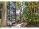View of tropical foliage and a screened-in pool, providing privacy and a lush backdrop for outdoor enjoyment at 6808 Belmont Ct, Lakewood Ranch, FL 34202
