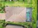 Birds eye view of a single Gathering home that features a screened-in lanai with a pool at 7327 Summerland Cv, Bradenton, FL 34202