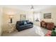 Cozy living room featuring a dark sofa, neutral walls, and soft lighting, perfect for relaxation and entertaining at 7632 Quinto Dr, Sarasota, FL 34238