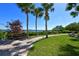 Scenic park pathway lined with lush greenery and tall palm trees overlooking a serene waterway view at 8779 Midnight Pass Rd # 506H, Sarasota, FL 34242