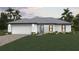 Charming single-story home featuring a two-car garage, a blue front door, and a well-manicured front lawn at 10547 Kidron Ave, Englewood, FL 34224