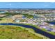 Breathtaking aerial shot of a Primary-planned community featuring a lake, pool, and meticulously designed landscaping at 17122 Ranchside Pl, Bradenton, FL 34211