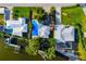 This aerial view highlights the home's private pool, waterfront access, and dock for serene coastal living at 1921 Fairview Dr, Englewood, FL 34223