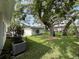 Green backyard with mature shade trees and patio at 2333 22Nd S St, St Petersburg, FL 33712