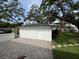 Exterior of backyard storage space with outdoor patio and well maintained lawn at 2333 22Nd S St, St Petersburg, FL 33712