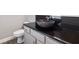 Modern bathroom featuring vessel sink on dark countertop at 2350 Virgil Hall Rd, Lithia, FL 33547