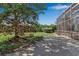 Picturesque backyard featuring a lush lawn, mature tree, and a screened lanai area for outdoor enjoyment at 2400 Miguel Bay Dr, Terra Ceia, FL 34250