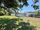 Rear view of home showcasing a well-maintained lawn and fenced yard, ideal for outdoor enjoyment at 2720 12Th Ave W, Bradenton, FL 34205