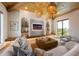 Spacious living area with wood ceilings, recessed lighting, and custom built-in shelving at 401 39Th St, Holmes Beach, FL 34217