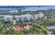 Aerial view of condo complex along the intercoastal waterway. Unit is circled at 401 N Point Rd # 504, Osprey, FL 34229