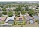 Aerial view of a property showing a pool and outdoor living area in a neighborhood with mature trees at 4637 31St E Ct, Bradenton, FL 34203