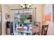 Dining area adjacent to the pool featuring a glass top table and modern decor at 5307 Kenvil Dr, North Port, FL 34288