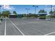 Community tennis court in a Florida neighborhood featuring a shade pavilion, lights, and lush landscaping at 932 Mangrove Edge Ct, Bradenton, FL 34208