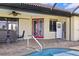 Pool and patio featuring outdoor shower and half bath at 1736 Suzi St, Punta Gorda, FL 33950