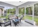 Relaxing screened patio with comfortable seating overlooking a lush green yard and tropical landscaping at 3162 27Th E Ct, Palmetto, FL 34221