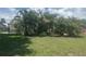 Large backyard, lined with palm trees and lush grass, offering privacy and shade at 4027 Allure Ln, North Port, FL 34287