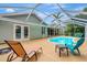 Exterior pool with a screened lanai offering lounge chairs, tropical landscaping, and a seamless transition to the indoors at 4322 Concert St, Port Charlotte, FL 33948