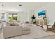 Bright and airy living room boasts neutral color palette, lots of natural light, and access to outdoor patio at 4615 73Rd E St, Bradenton, FL 34203