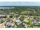 High-angle view of a residential community highlighting the lush greenery and spacious properties at 5223 Shadow Lawn Dr, Sarasota, FL 34242