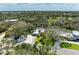 Panoramic aerial view of a lush residential area, showcasing manicured lawns and mature trees at 5223 Shadow Lawn Dr, Sarasota, FL 34242