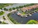 Aerial view of the community harbor providing easy boating access to the lakes and river at 706 Misty Pond Ct, Bradenton, FL 34212