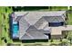 Overhead view of home with screened in patio and pool at 7838 Bowspirit Way, Lakewood Ranch, FL 34202