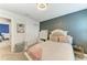 Cozy bedroom featuring a make up vanity, closet and modern décor at 8940 Royal River Cir, Parrish, FL 34219