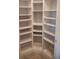 Organized walk-in pantry featuring custom shelving and ample storage space for kitchen essentials at 1241 Riverscape St # B, Bradenton, FL 34208