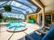 Entertain in style with this covered outdoor space and screened in pool and hot tub overlooking the lake at 312 148Th Ne Ct, Bradenton, FL 34212