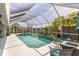 Beautiful screened-in pool with spa and stylish outdoor furniture and well maintained landscaping at 4222 Lanai Dr, Sarasota, FL 34241