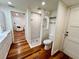 Modern bathroom with stylish fixtures, a stand-up shower, and a convenient toilet area at 4412 125Th W St, Cortez, FL 34215