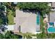 Aerial view of a home with a screened pool in a lush, green neighborhood at 4603 4Th E Ave, Bradenton, FL 34208