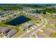 Aerial view of a community of new homes surrounding a pond at 8656 40Th E Cir, Palmetto, FL 34221